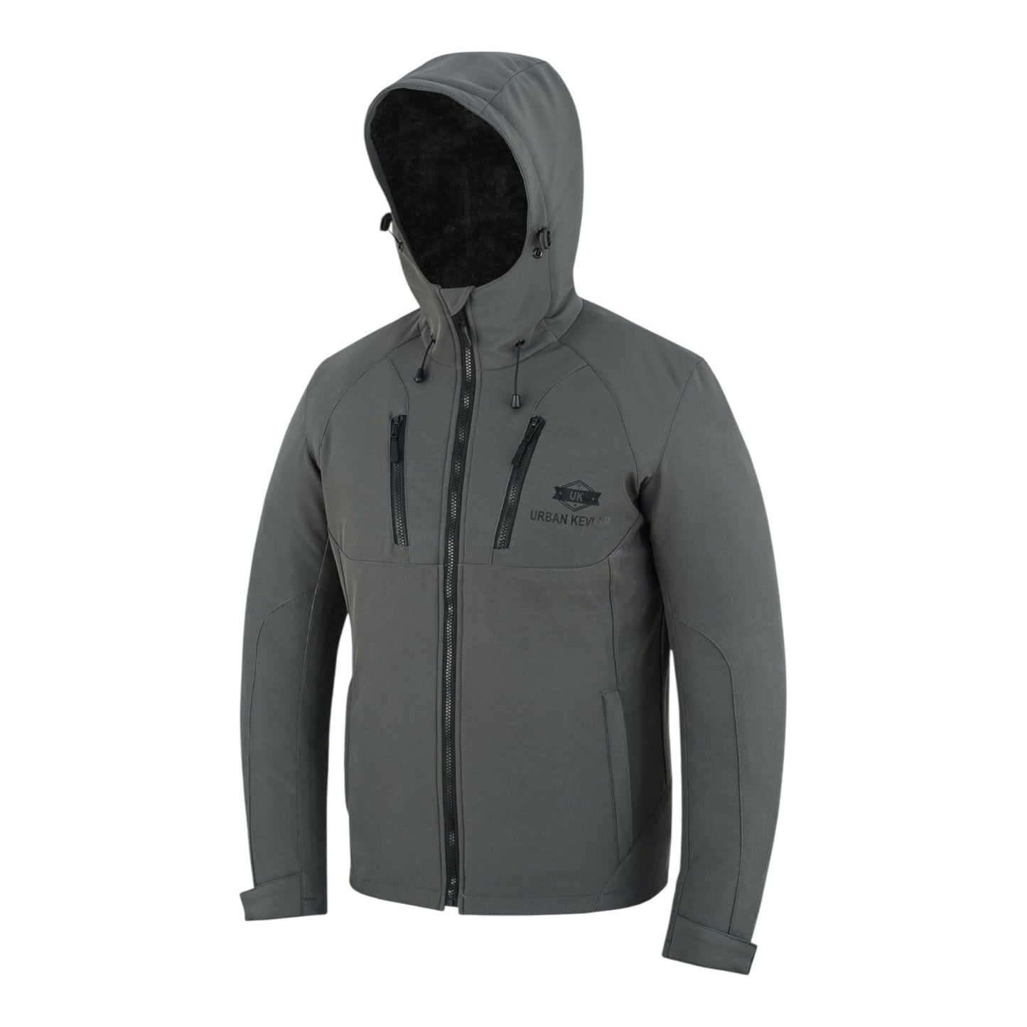 Urban Kevlar® Men’s Soft Shell Jacket Waterproof Windproof – Lightweight Outdoor Hiking Jacket with Hood, Breathable Cat Fur -Lined Coat for Camping