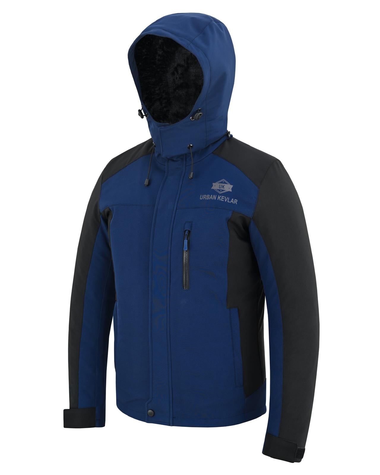 Urban Kevlar® Soft Shell Hooded Jacket – Water-Proof Windbreaker with Cat Lining Fur Removable Hoody