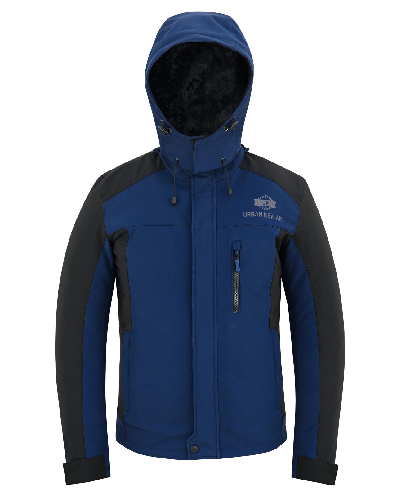 Urban Kevlar® Soft Shell Hooded Jacket – Water-Proof Windbreaker with Cat Lining Fur Removable Hoody