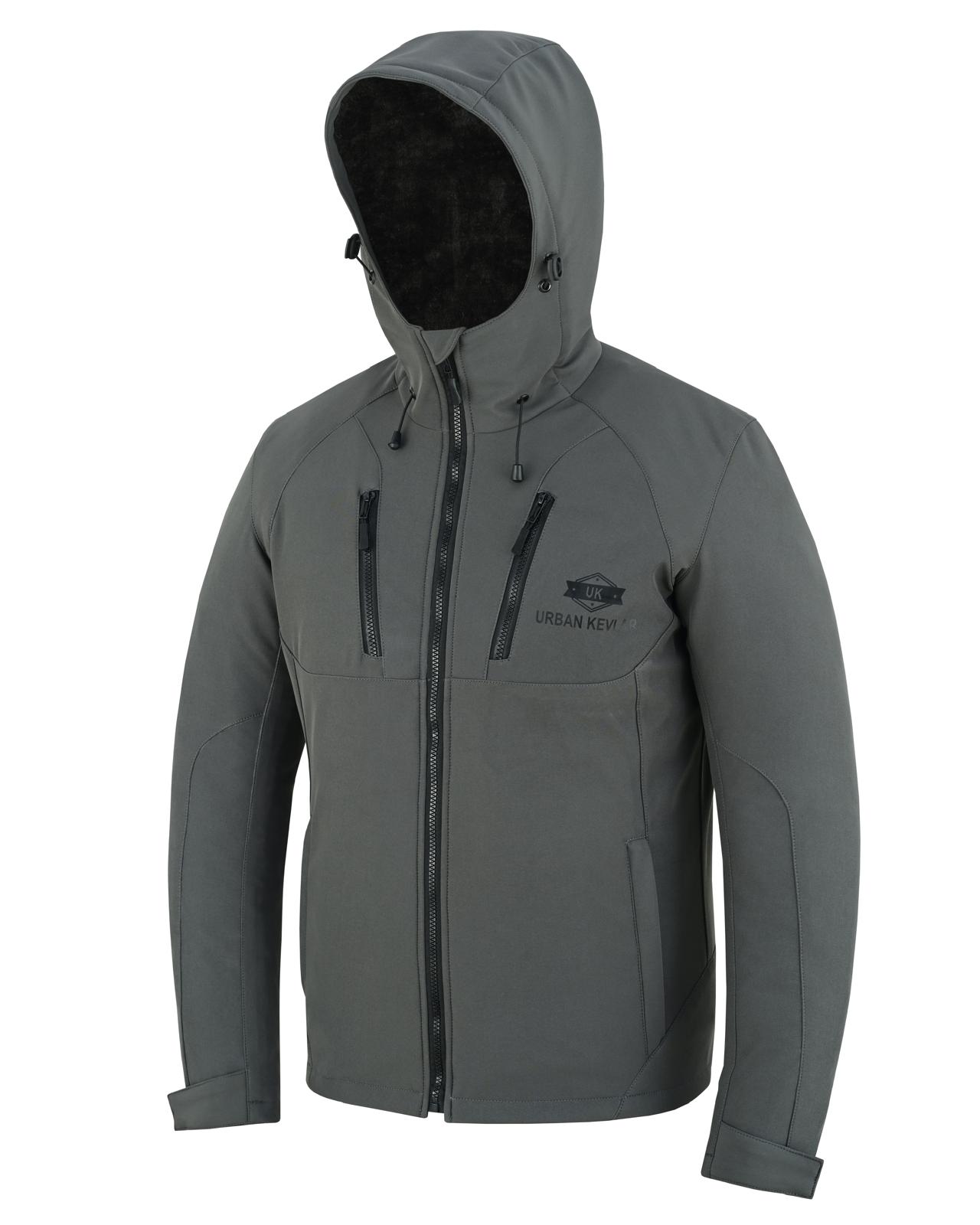 Urban Kevlar® Men’s Soft Shell Jacket Waterproof Windproof – Lightweight Outdoor Hiking Jacket with Hood, Breathable Cat Fur -Lined Coat for Camping