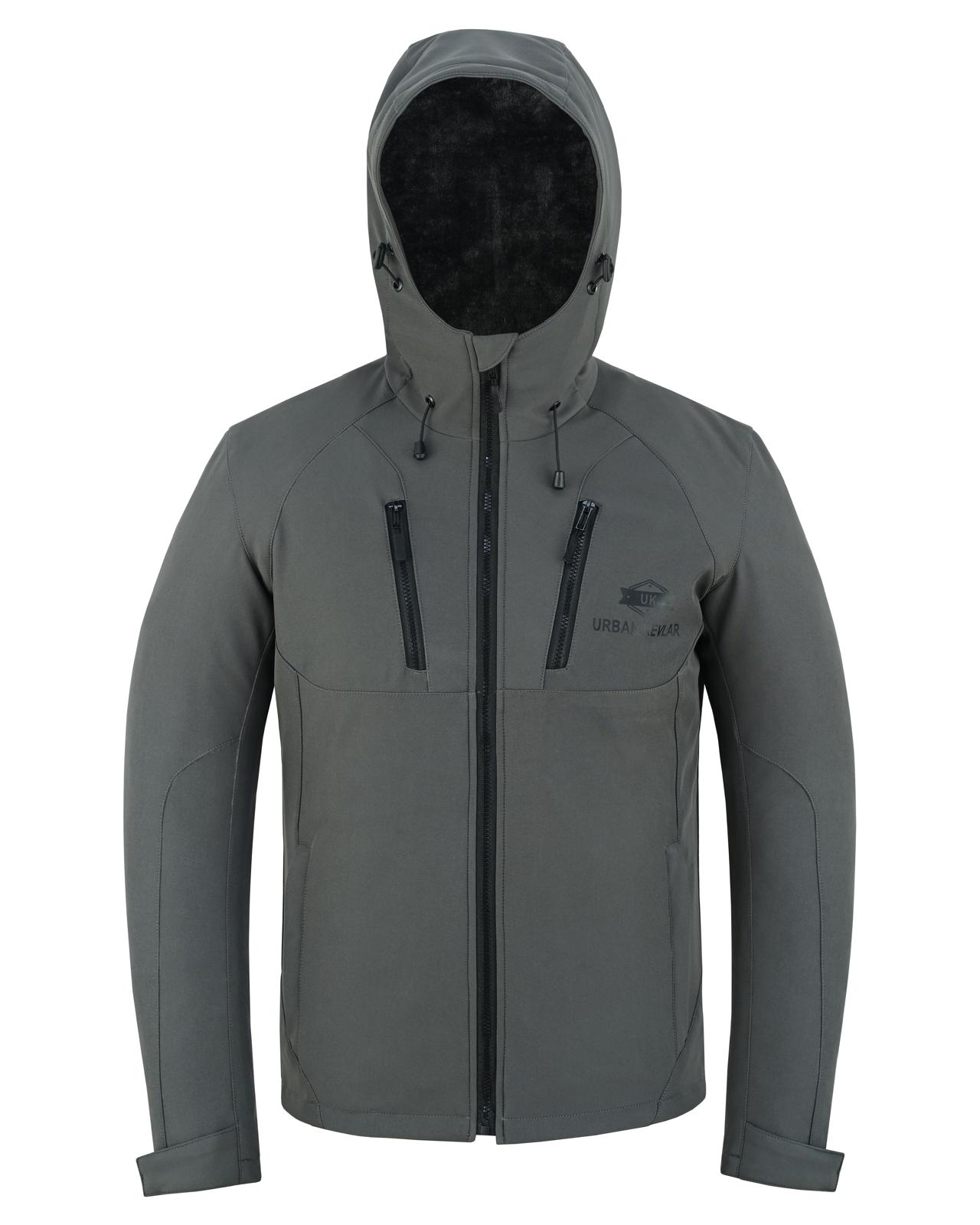 Urban Kevlar® Men’s Soft Shell Jacket Waterproof Windproof – Lightweight Outdoor Hiking Jacket with Hood, Breathable Cat Fur -Lined Coat for Camping