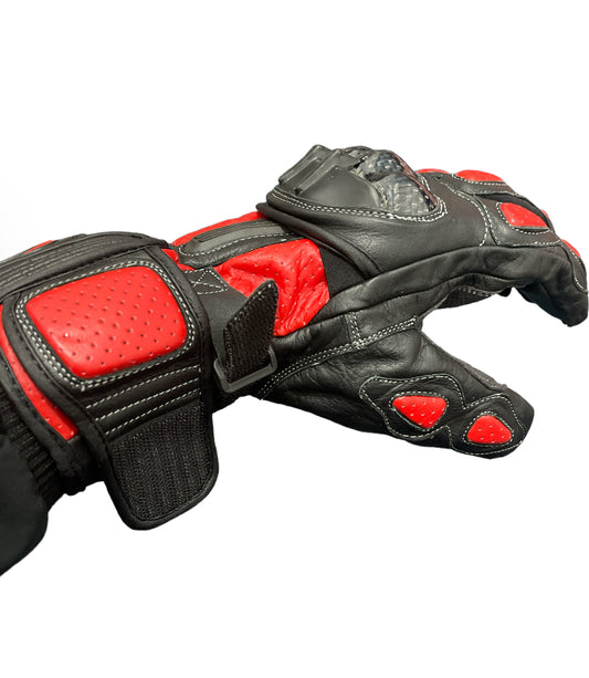 Genuine Leather Motorcycle Gloves Full Knuckle Protection Motorbike Armour