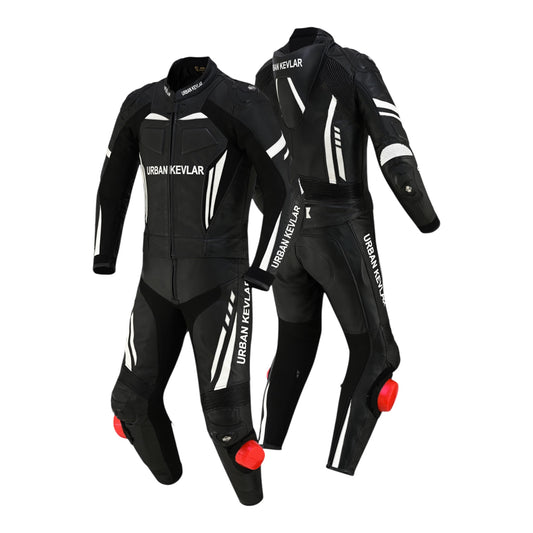 Urban Kevlar® Men’s Motorcycle Racing Leather Suit – Motorbike Riding Gear with CE Armor & Knee Sliders