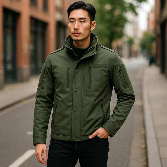 Urban Kevlar® Soft Shell Hooded Jacket – Water-Proof Windbreaker with Cat Fur Lining Removable Hoody