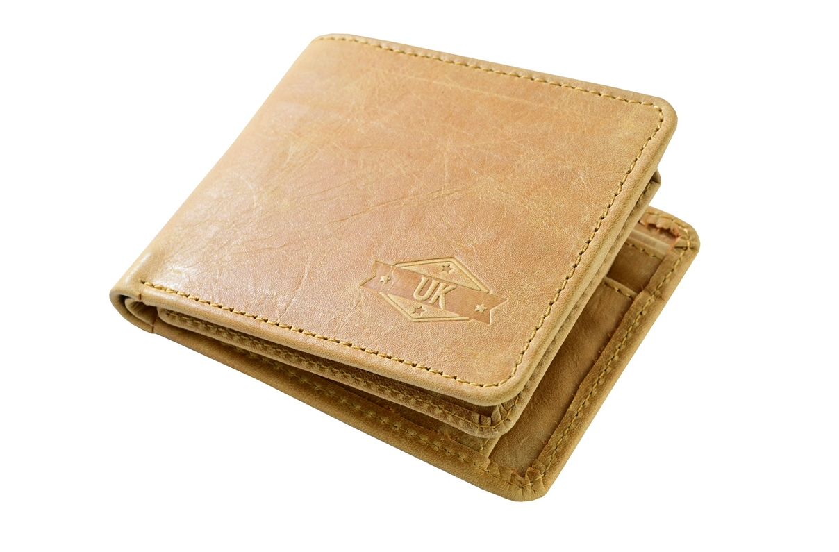 Urban Kevlar Genuine Leather Wallet - Classic Men's Bifold Wallet Colour Beige - Urban Kevlar