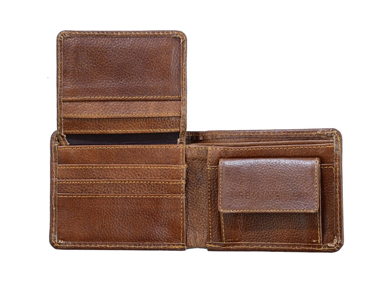 Urban Kevlar Genuine Leather Wallet - Classic Men's Bifold Wallet Dots Brown