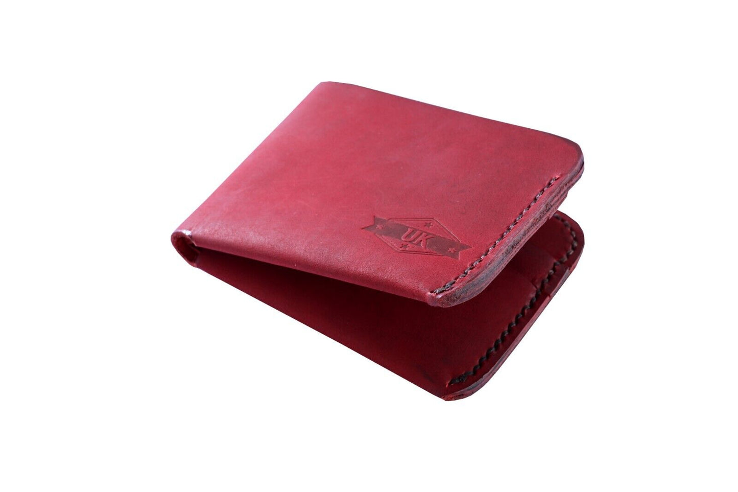 Urban Kevlar Handcrafted Genuine Leather Wallet - Classic Men's Bifold Wallet - Gift For Mens Cherry Red