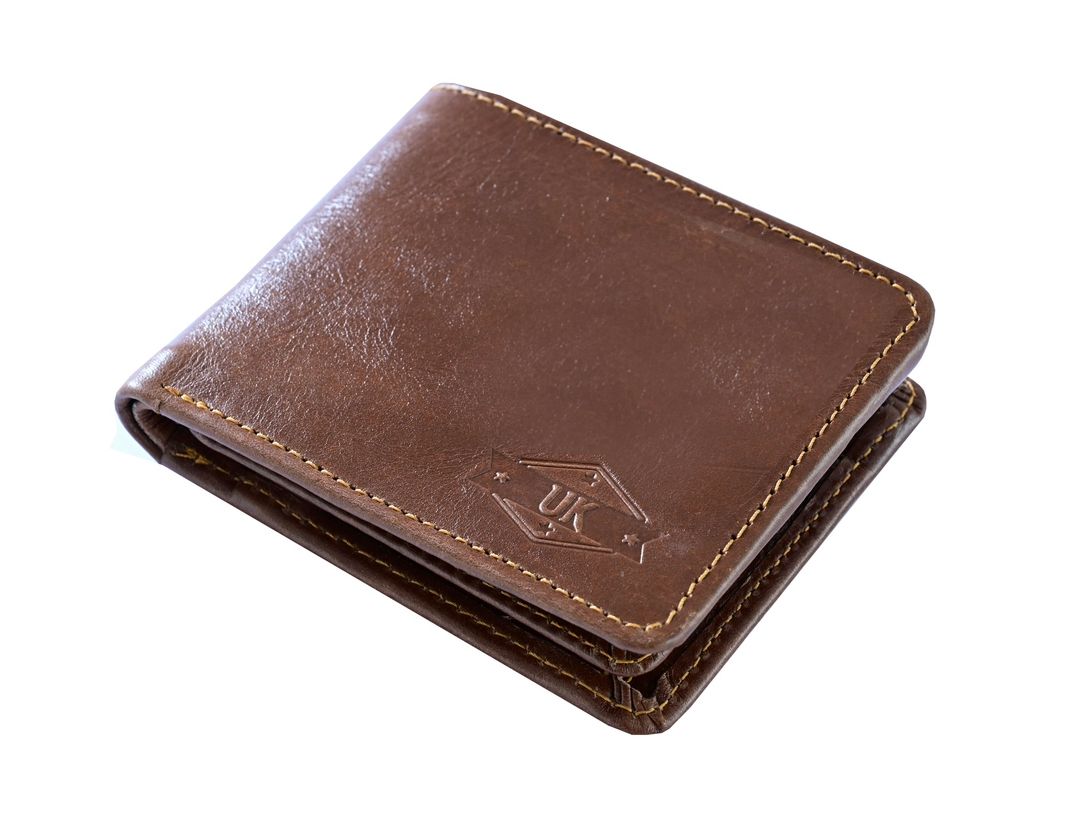 Urban Kevlar Genuine Leather Wallet - Classic Men's Bifold Wallet Plain Brown - Urban Kevlar