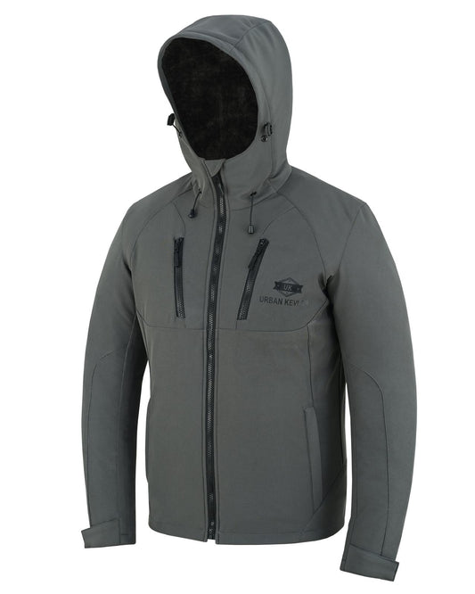 Urban Kevlar® Men’s Soft Shell Jacket Waterproof Windproof – Lightweight Outdoor Hiking Jacket with Hood, Breathable Cat Fur -Lined Coat for Camping